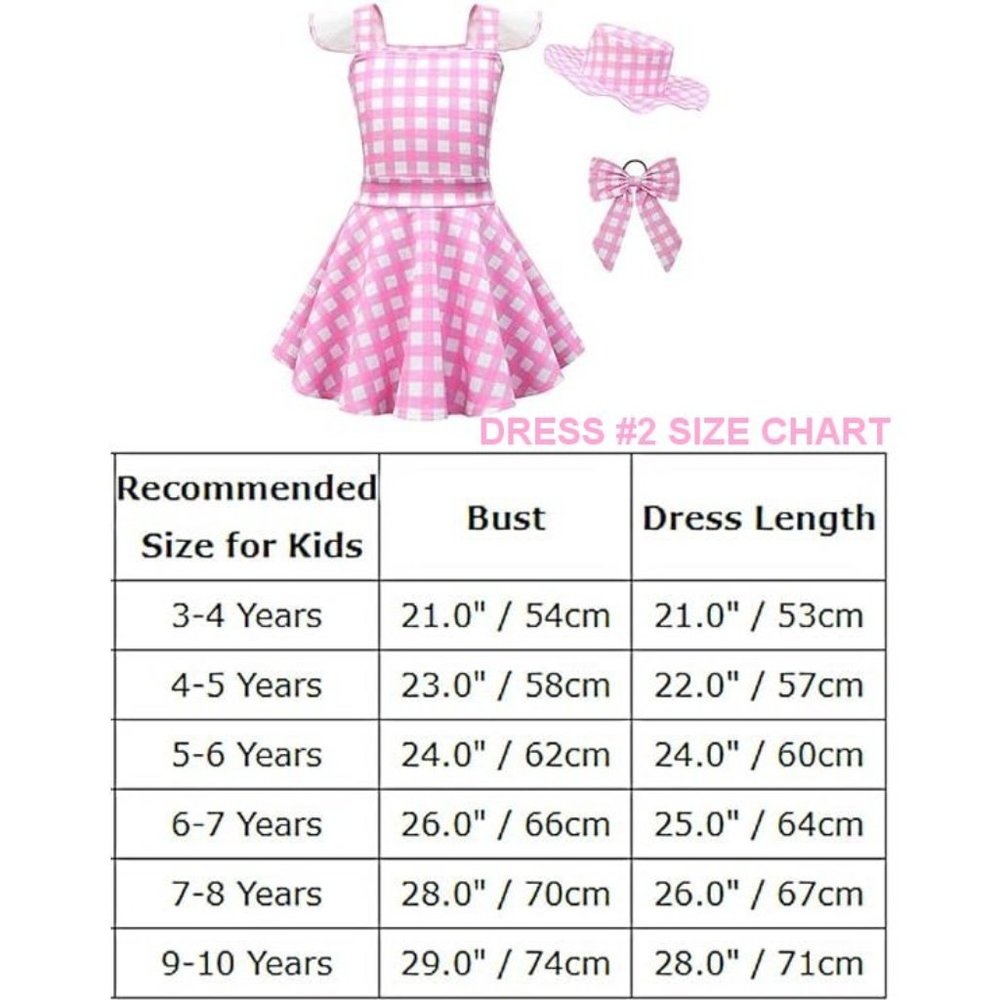 NWT Adorable Barbie Costume Movie Pink Gingham Plaid Girls Dresses +Gift - Picture 8 of 16